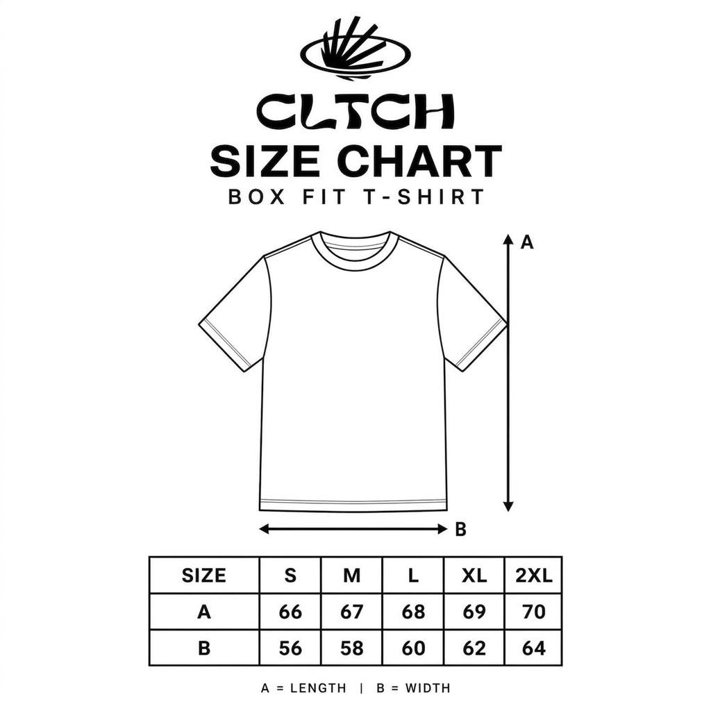 CLTCH Jordan Quote Box Fit T-Shirt size chart