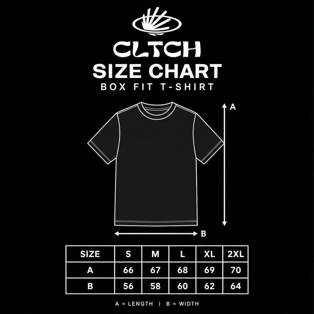 CLTCH Box Fit T-Shirt size chart